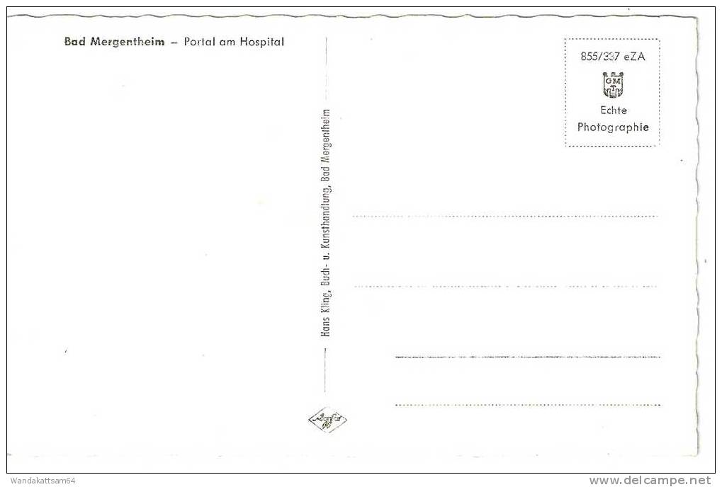 AK 855337 Bad Mergentheim- Portal Am Hospital Wappenschild Krone Verzierung Rundtür Pflastersteine - Bad Mergentheim