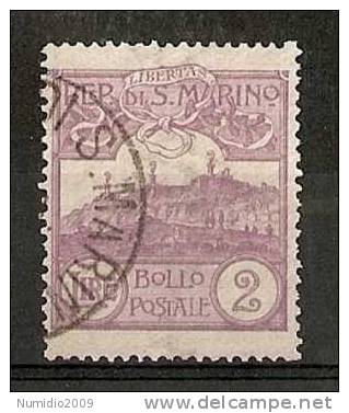 1903 SAN MARINO USATO VEDUTA 2 LIRE - RR6809 - Gebruikt