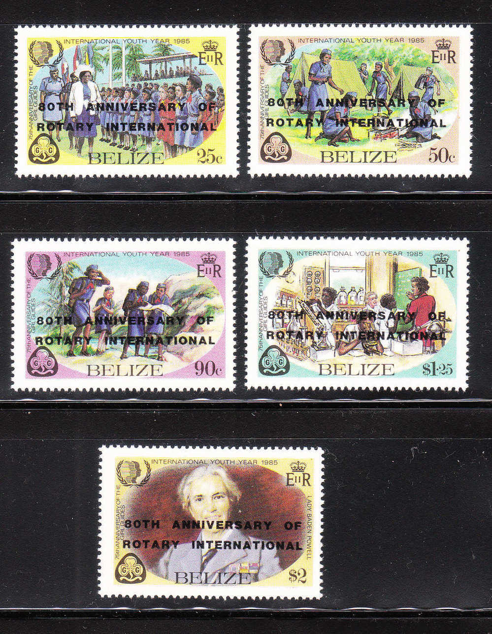 Belize 1985 80th Anniversary Of Rotary International Overprinted MNH - Belize (1973-...)