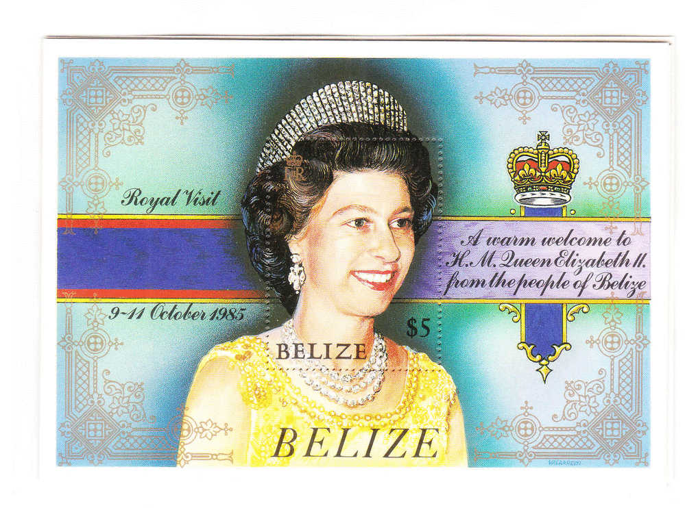 Belize 1985 Royal Visit QE S/S MNH - Belize (1973-...)