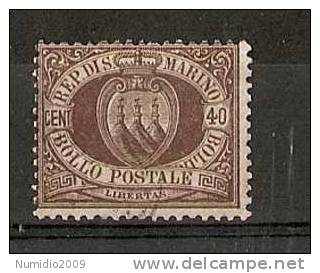1892-94 SAN MARINO USATO STEMMA 40 CENT - RR6806 - Oblitérés