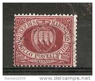 1892-94 SAN MARINO USATO STEMMA 15 CENT - RR6806 - Used Stamps