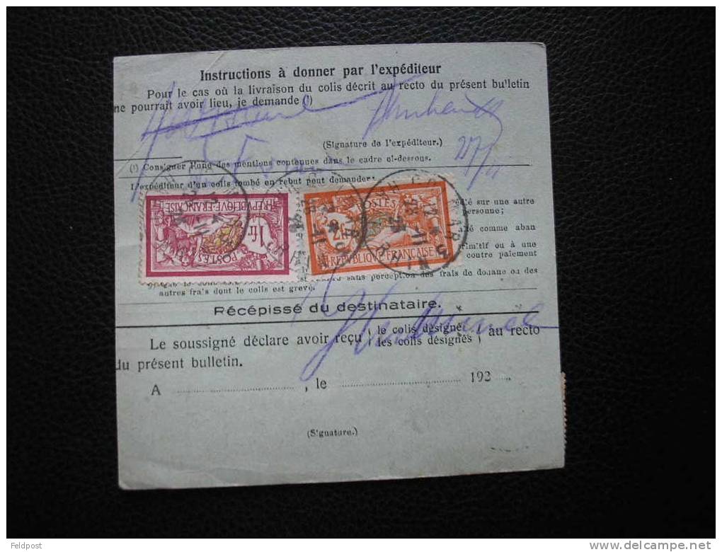 Bulletin D´expédition De Colis Postal De COLMAR 1923 - Briefe U. Dokumente