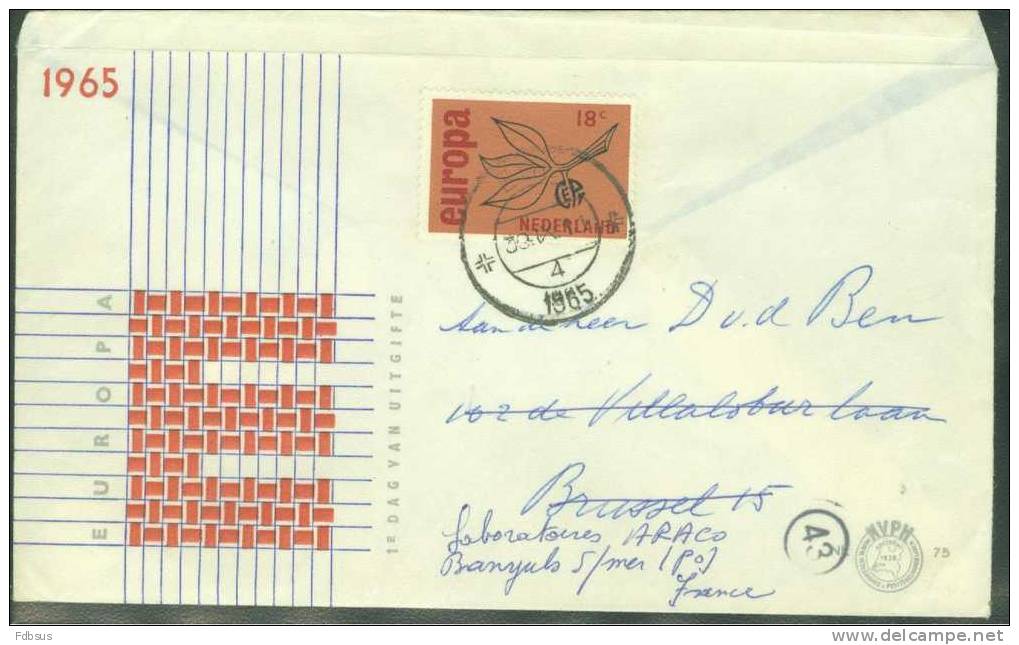 1965 NVPH 75 GELOPEN  FDC NAAR BRUSSEL 15  DOORGESTUURD NAAR FRANKRIJK  EUROPA - FDC