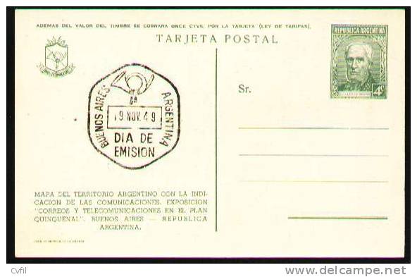 ARGENTINA 1949 - ANTARCTIC - ENTIRE POSTAL CARD (lilac) - Entiers Postaux