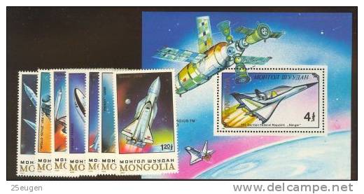 MONGOLIA  SPACE SET + MS MNH - Asie