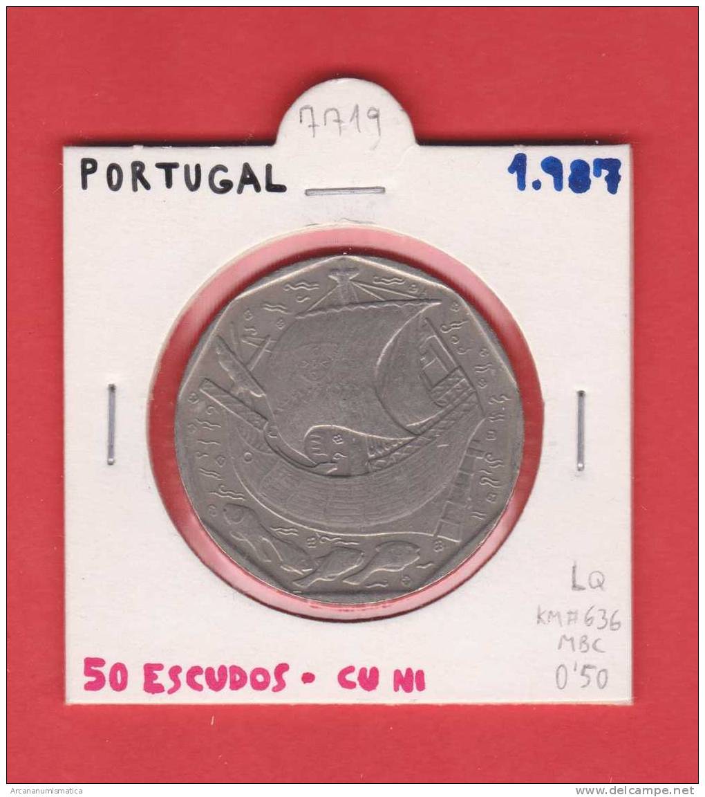 PORTUGAL  50  ESCUDOS  1.987  CU NI   KM#636  MBC/VF    T-DL-7719 - Portugal