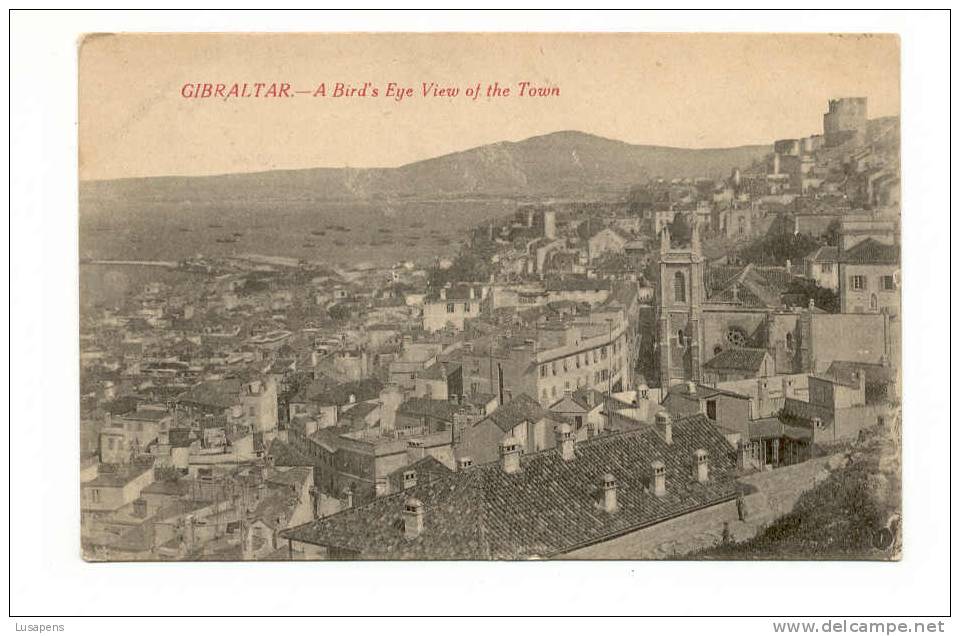 OLD FOREIGN 4191 - GIBRALTAR - A BIRD'S EYE VIEW OF THE TOWN - Gibilterra