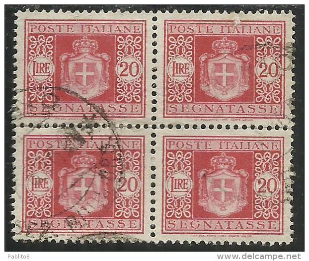 ITALIA REGNO ITALY KINGDOM 1945 LUOGOTENENZA SEGNATASSE TASSE POSTAGE DUE TAXE RUOTA WHEEL LIRE 20 USATO USED OBLITERE' - Strafport