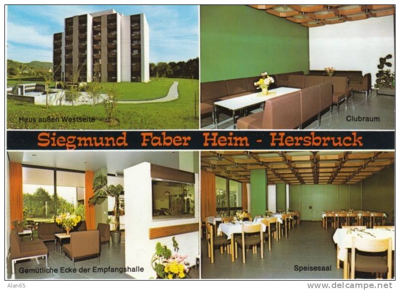 Siegmund Faber Home, Interior Views Restaurant, Lobby, Aquarium, Hersbruck Bavaria C1960s/70s Vintage Postcard - Hersbruck