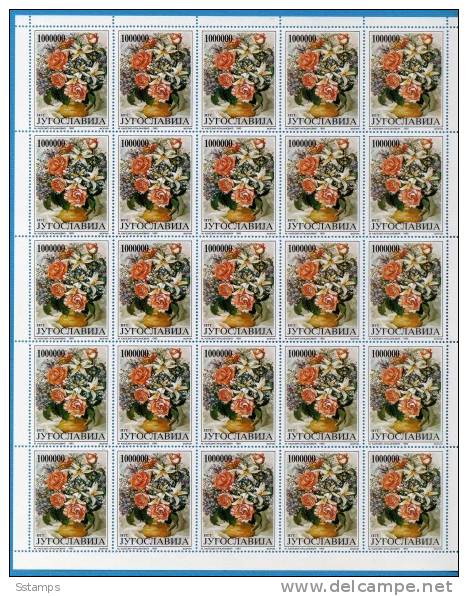 JUGOSLAVIA 1993 EXTRA OFFER FLORA ARTE 25 SETS  CATALOG PRICE 150 EURO NEVER HINGED - Blocks & Kleinbögen