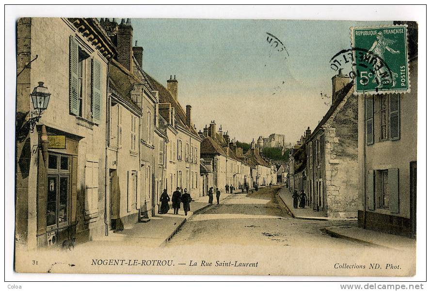 Nogent Le Rotrou La Rue Saint Vincnet Colorisée Animée - Nogent Le Rotrou