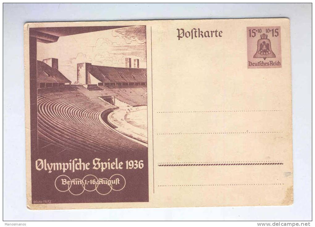 310/15 - ALLEMAGNE Reich -  Entier Postal Jeux Olympiques De Berlin 1936 NEUF - Verano 1936: Berlin