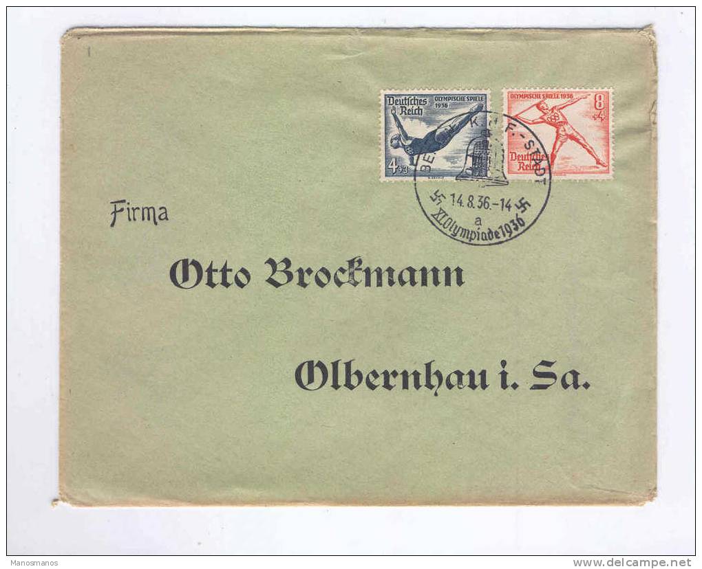 315/15 - ALLEMAGNE Reich -  Lettre TP Jeux Olympiques De Berlin 1936 - Cachet Spécial Berlin K.H.F. Stadt - Ete 1936: Berlin