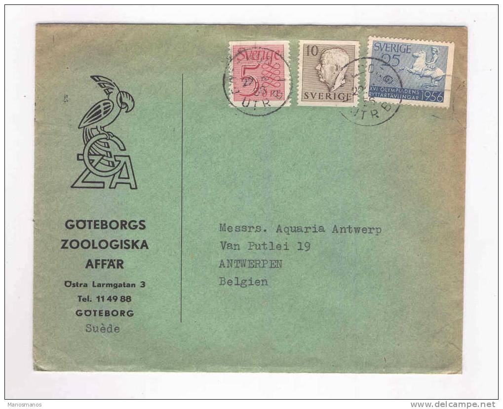 321/15 - SUEDE - Lettre TP Olympiade 1956 GOTEBORG Vers Anvers - ARCHEOLOGIE Grecque - Sommer 1956: Melbourne