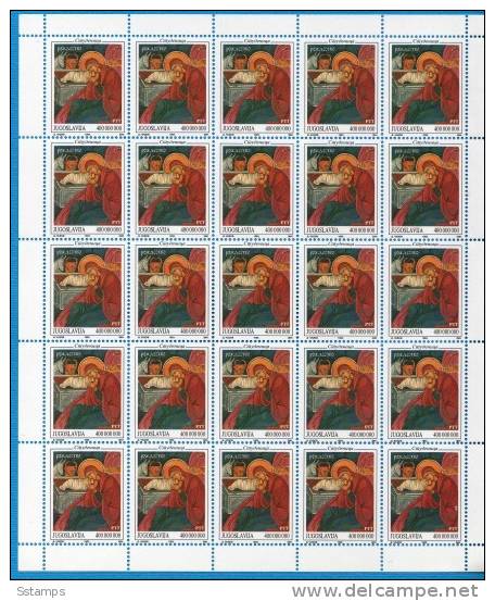 JUGOSLAVIA 1993 EXTRA OFFER Religion, ICONE MONASTERI MADONNA  Art 25 Sets  CATALOG PRICE 100,00  EURO NEVER HINGED - Blocs-feuillets