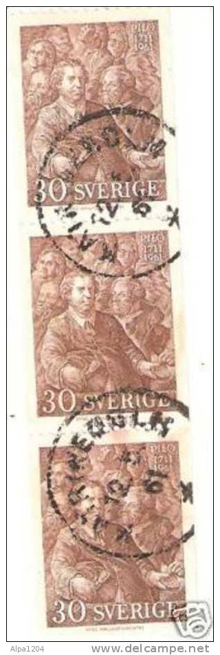 BANDE DE 3 TIMBRES "SVERIGE" - "PILO 1711-1961"  OBLITERE - Collections