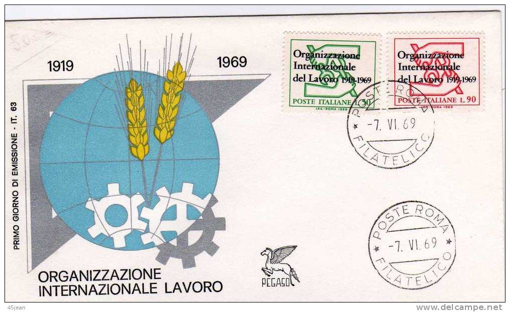 Italie: 1969 Fdc OIT Organisation Internationale Du Travail, Belle Illustration Blé Etc , Oblitération Rome - ILO