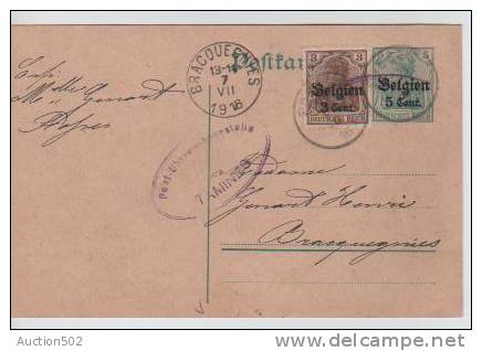 CP 6 Obl.Fosses 6.7.16 Censure Tamines V.Bracquegnies C.d´arrivée 3719 - German Occupation