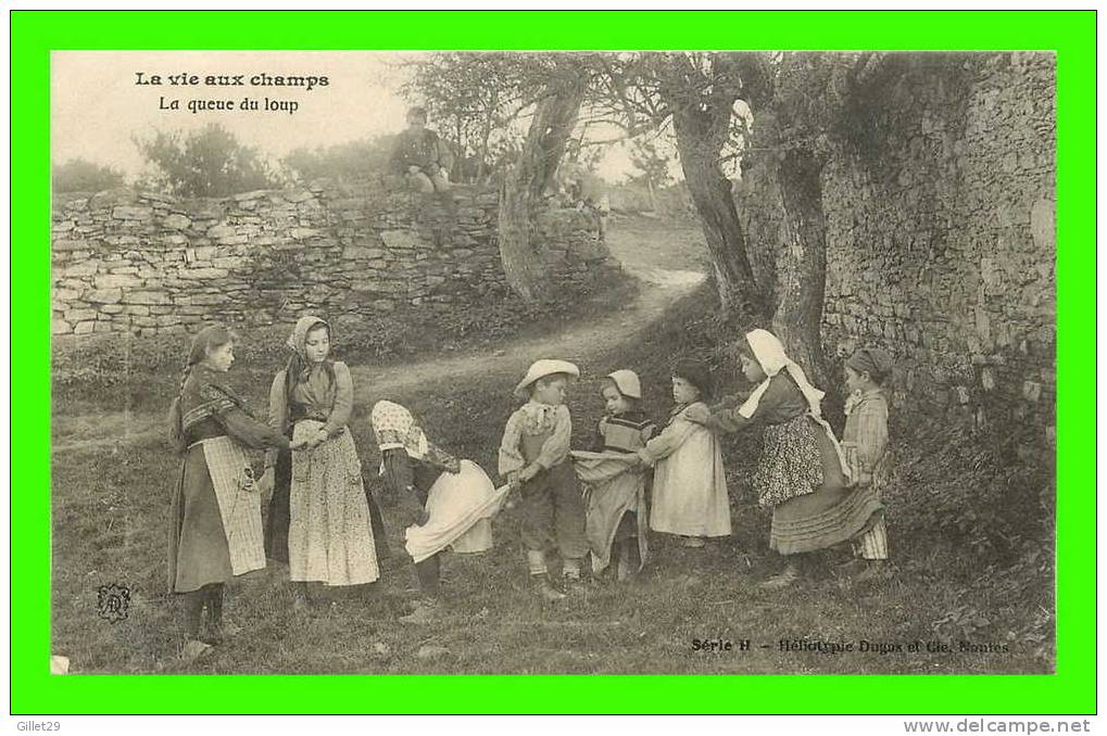 LA VIE AUX CHAMPS - LA QUEUE DU LOUP - JEU AVEC DES ENFANTS - HÉLIOTYPIE DUGAS ET CIE - CARTE ÉCRITE - Serie H - - Autres & Non Classés