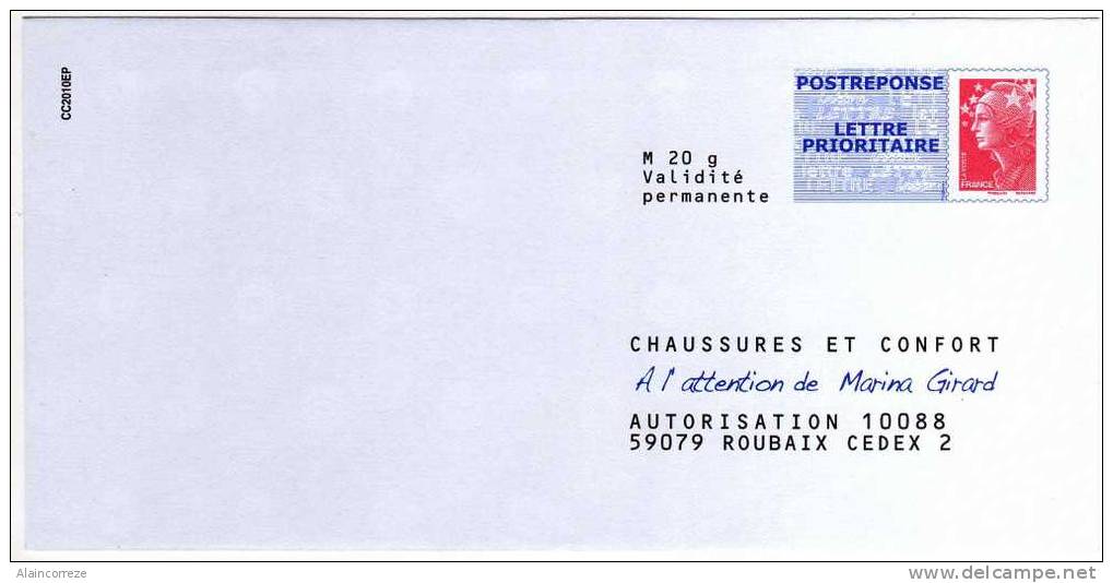 Entier Postal POSTREPONSE Nord Roubaix Chaussures Et Confort Autorisation 10088 N° Au Dos: 09P481 - Prêts-à-poster: Réponse /Beaujard