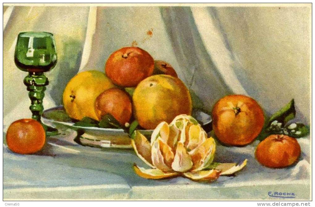 Illustrateur : ROCHE F. -  Nature Morte Aux Oranges - Autres & Non Classés