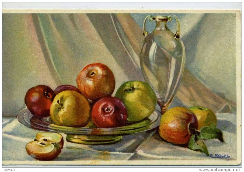 Illustrateur : ROCHE F. -  Nature Morte Aux POMMES - Autres & Non Classés