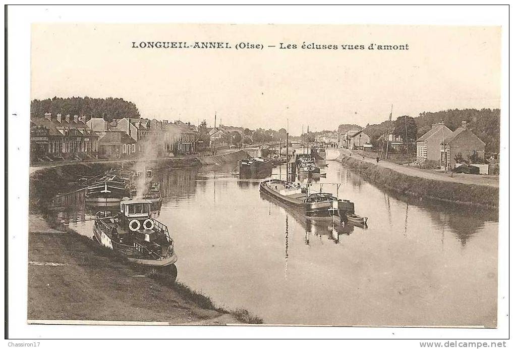 60 - LONGUEIL-ANNEL -  Les écluses Vues D´amont - Animée   Nombreuses Péniches - Longueil Annel