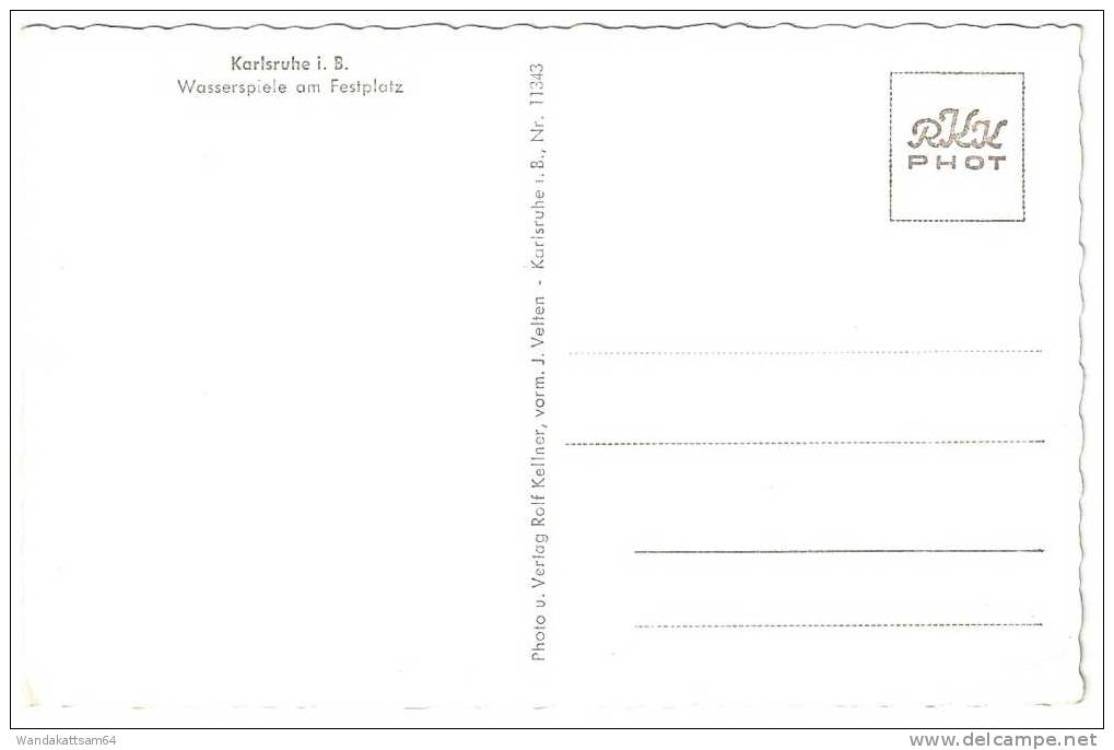 AK 11343 Karlsruhe I. B. Wasserspiele Am Festplatz Mit Fontänen Blumenbeet Bäume - Karlsruhe