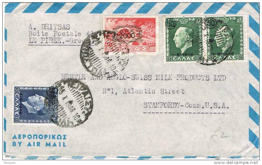 Carta Aerea EL PIREO. Piree. (Grecia) 1946 - Storia Postale