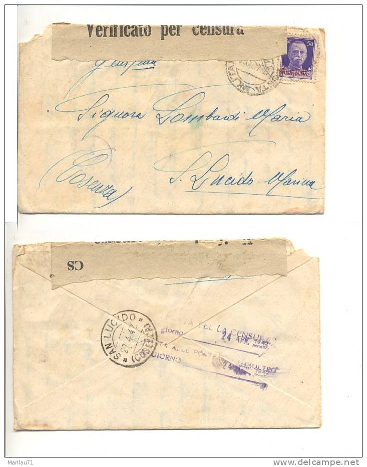 126 1942 ISOLE JONIE Imperiale 50c Sovrastampato Lettera Posta Militare 17-4-1942 Censura EGEO - Islas Jónicas