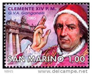 REPUBBLICA DI SAN MARINO - ANNO 2005 - PAPA CLEMENTE XIV - NUOVI MNH ** - Neufs