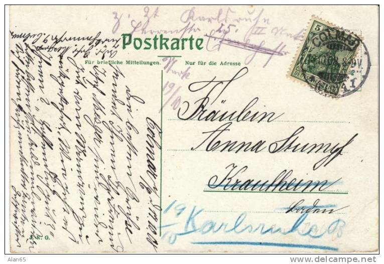 Colmar Elsass Alsace Germany (now France), Rufacherstrasse Post Route Roufach, On 1900s Vintage Postcard - Elsass