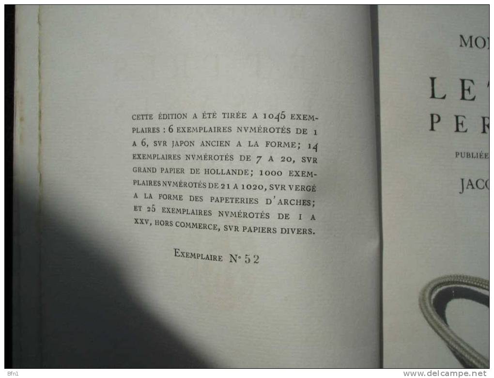 MONTESQUIEU // LETTRES PERSANES // 1931 // NUM52 Sur 1020 Ex // VERGE A LA FORME - La Pléiade