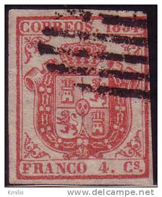 Edifil 33 Usado 4 Cuartos Carmin 1854 - Used Stamps