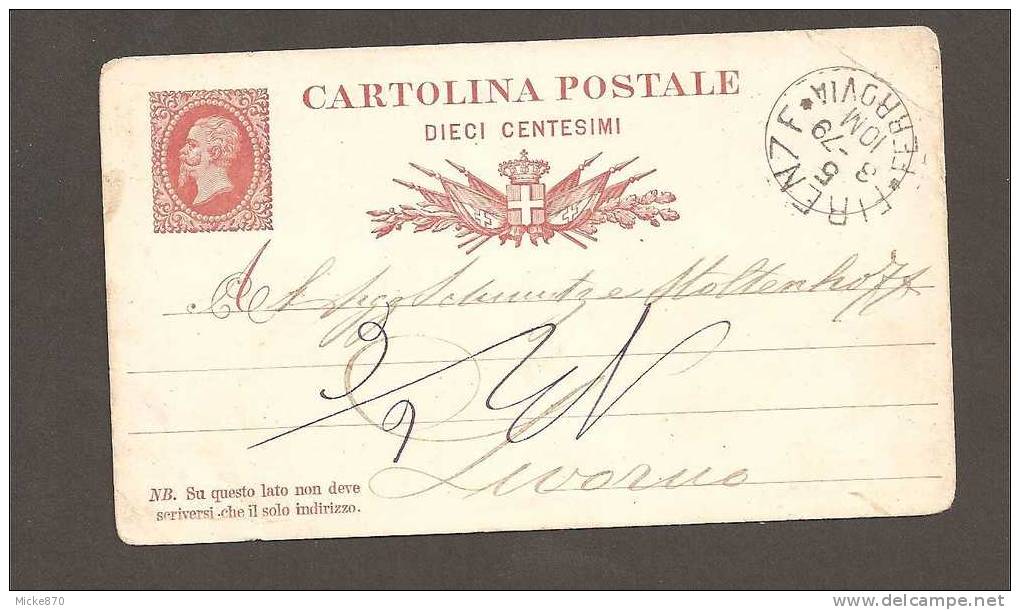 Italie Entier Postal De 1879 - Entiers Postaux