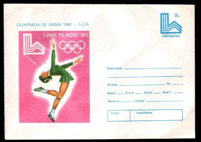 Romania 1980 Special 3diff, Cover Stationery,Olympic Games Lake Placid. - Invierno 1980: Lake Placid