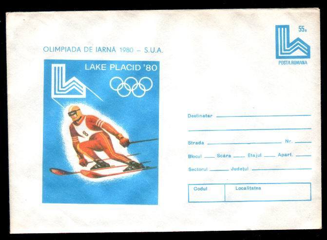 Romania 1980 Special 3diff, Cover Stationery,Olympic Games Lake Placid. - Winter 1980: Lake Placid
