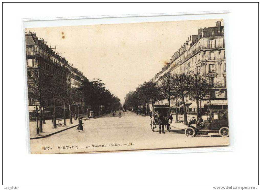 75 PARIS XI Boulevard Voltaire, Attelage, Ed LL 1674, 191? - Arrondissement: 11