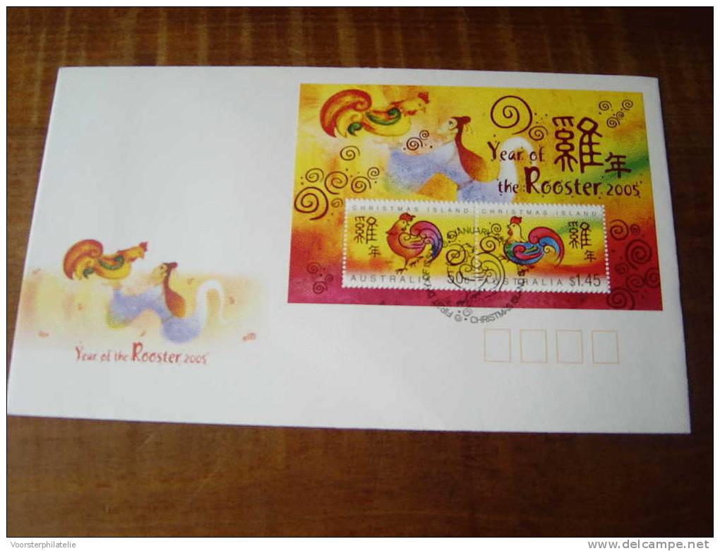 CHRISTMAS ISLANDS 2005 FDC MCHL SHEET 19 YEAR OF THE ROOSTER  BLANK BLANCO - Christmaseiland