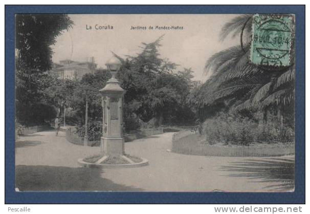 GALICIA - CP LA CORUÑA - JARDINES DE MENDEZ NUÑEZ - 1910 - LIBRERIA DE LINO PEREZ MA CORUÑA REAL 43 - La Coruña