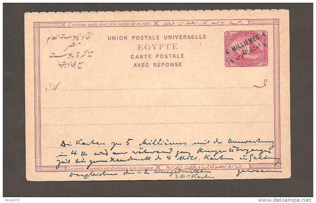 Egypte Entier Postal Surchargé De 1908 - 1915-1921 Protectorado Británico