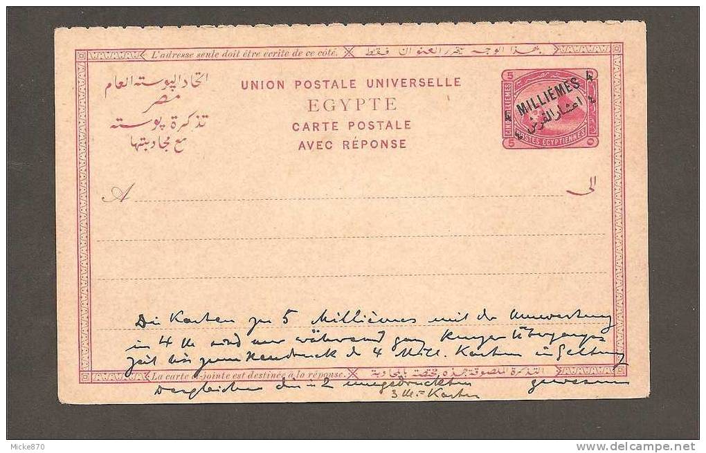 Egypte Entier Postal Surchargé De 1908 - 1915-1921 Protectorat Britannique