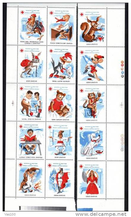 Romania  FULL SET 15 LABELS Red Cross,MNH - Timbres De Distributeurs [ATM]