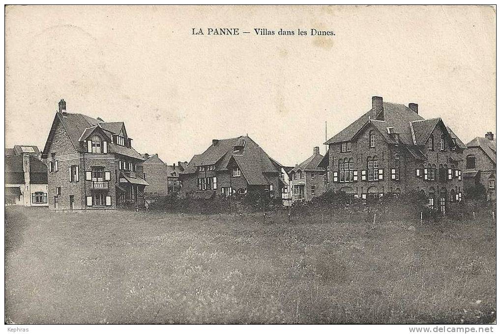 LA PANNE : Villas Dans Les Dunes - CPA Peu Courante - Courrier De 1909 - De Panne