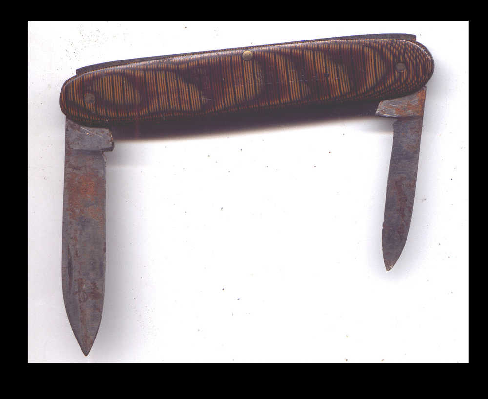 CANIF  2 LAMES -    CAFE RESTAURANT  MARCHAND BURON  -  LONGUEUR MANCHE 8.5 CM (COUTEAU) - Knives/Swords