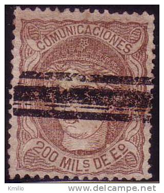 Edifil 109 Matrona 200 Milesimas Castaño 1870 Barrado - Used Stamps