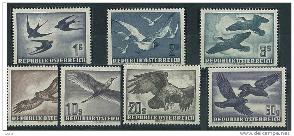 Filatelia: Austria - Anno 1950/1953 - Posta Aerea - Uccelli In Volo 7 Valori Fior Di Stampa - Nuovi ** - Autres & Non Classés