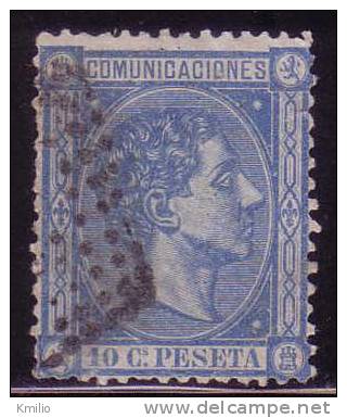 Edifil 164 Alfonso XII 10 Cts Azul 1875 Plancha 37 Usado - Oblitérés