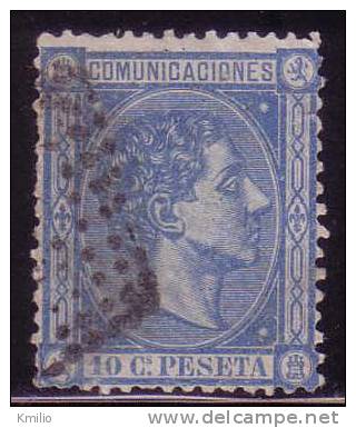 Edifil 164 Alfonso XII 10 Cts Azul 1875 Plancha 37 Usado - Used Stamps